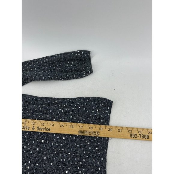 AK Anne Klein Women's Silver Gray Knit Sequins Long Sleeve Sweater Size Small - Picture 8 of 9